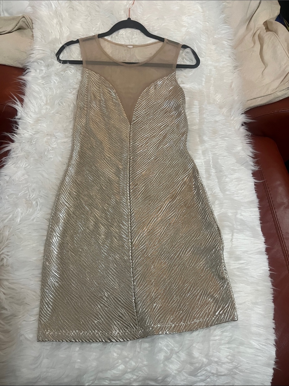 New Orleans boutique Metallic Gold Mini Dress with Illusion Yoke
Show Stopper!